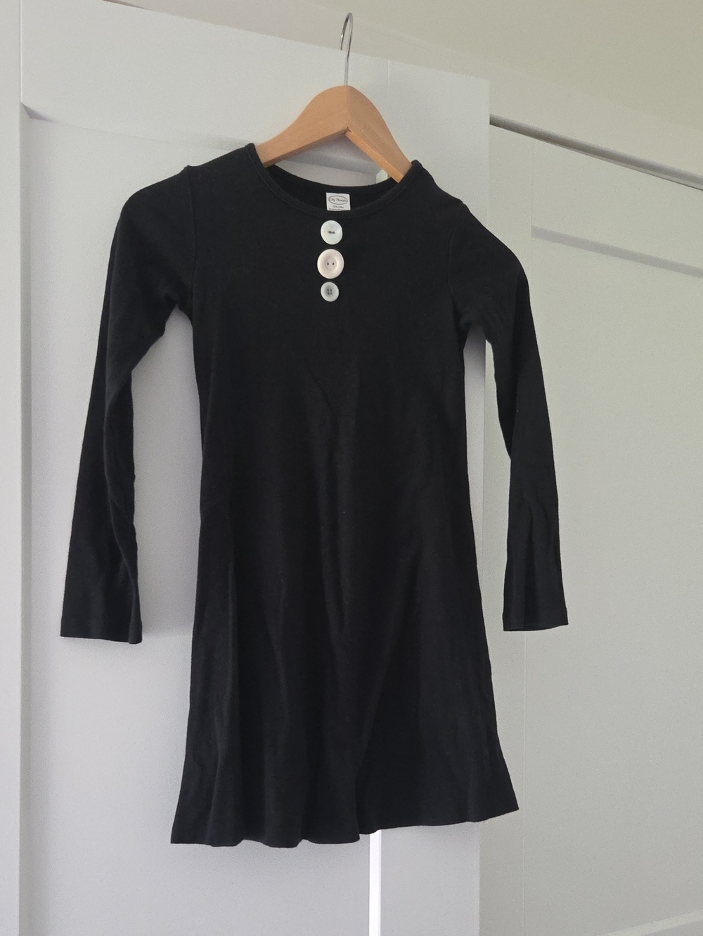 CITY Kids Black Long-Sleeve Button Front Dress
